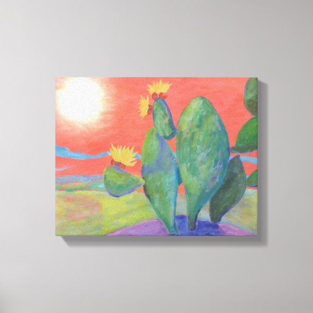 Cactus Sunset Wrapped Canvas (Framsida)