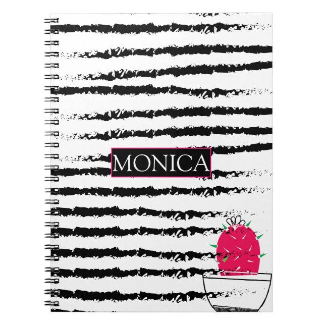 Cactus svartvita mönster anteckningsbok (Framsidan)