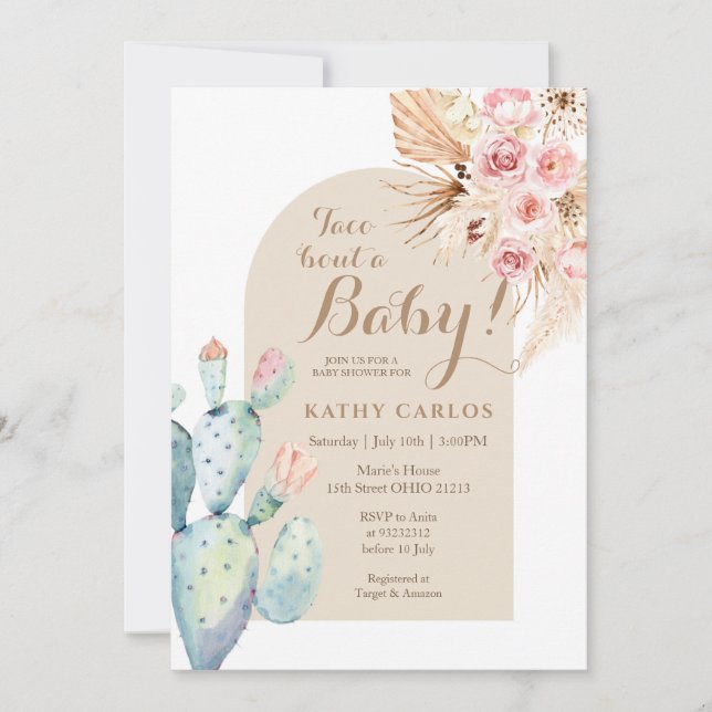 Cactus Taco "Bout A Baby Pampas Grass Call Inbjudningar (Framsida)