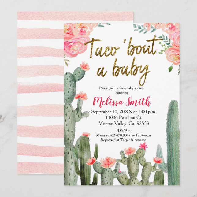Cactus Taco Bout Baby Shower Inbjudningar (Fram/baksida)