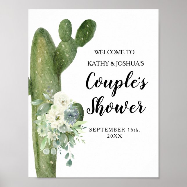 Cactus Taco 'bout Love Par Shower Välkomstskylt Poster (Framsidan)