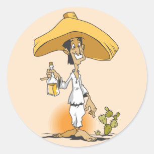 Cactus, Tequila, Sombrero Man Runt Klistermärke