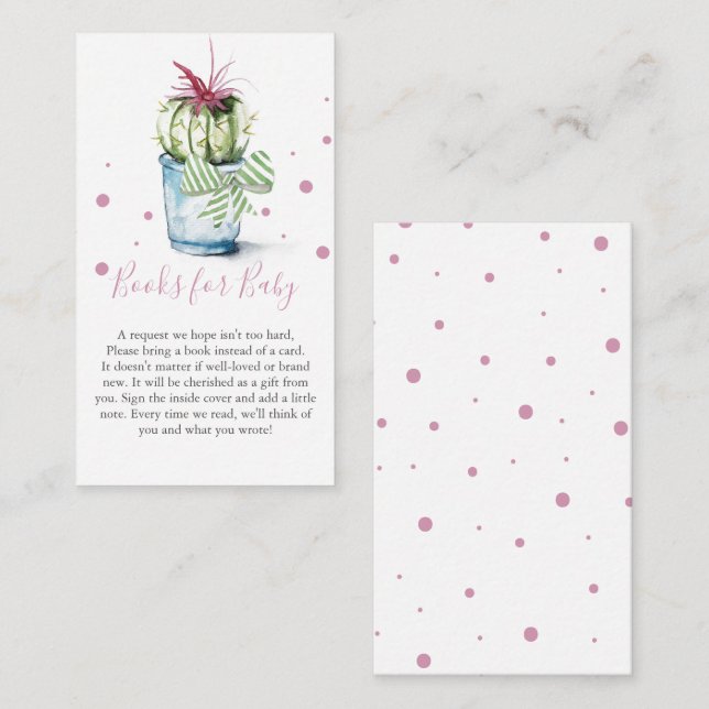 Cactus Theme Bok för Baby inbjudningskabinett Tilläggskort (Fram/baksida)