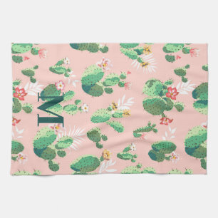 Cactus ThMeed Kitchen Towel med initial Kökshandduk