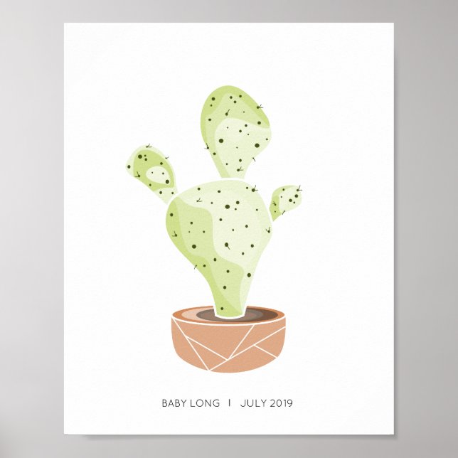 Cactus Thumbprint Guestbook, Succulent Baby dusch Poster (Framsidan)