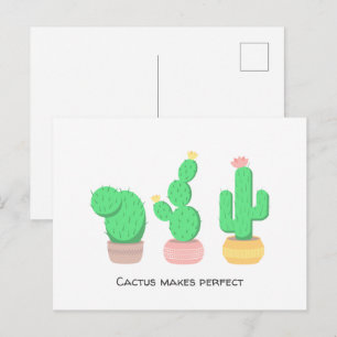 Cactus Trio Desert Modern Boho Anpassad Text Vykort