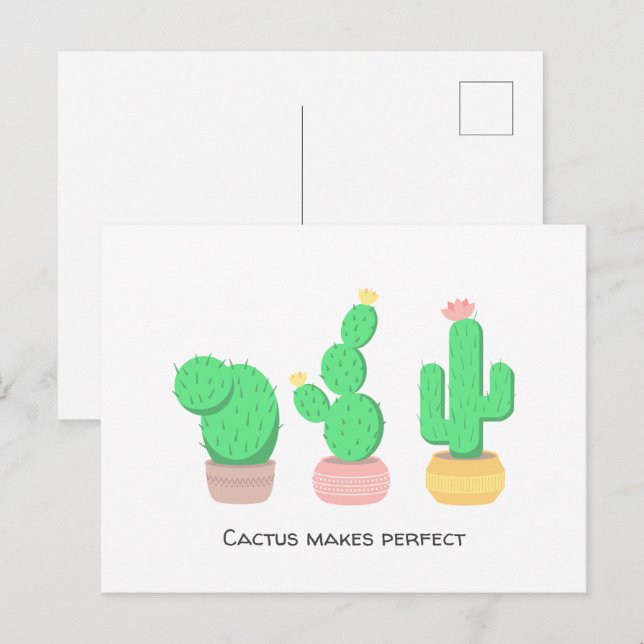 Cactus Trio Desert Modern Boho Anpassad Text Vykort (Fram/baksida)