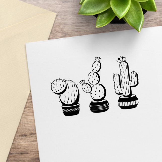 Cactus Trio Desert Modern Boho Stämpel (Skapare uppladdad)
