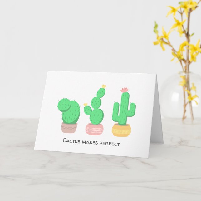 Cactus Trio Öken Modern Boho Blank Kort (Gul blomma)