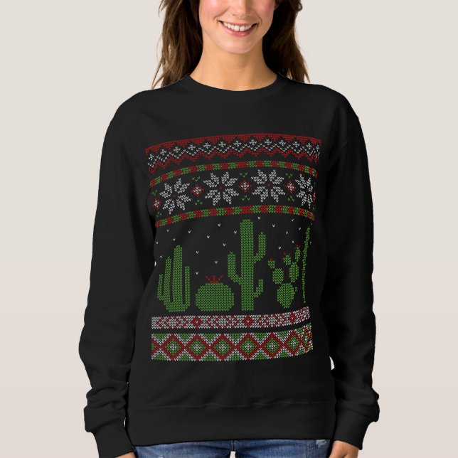 Cactus Ugly jul Sweater Southwest Cacti Succ T Shirt (Framsida)
