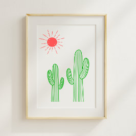 Cactus under Sol Nursery Room Decor Poster