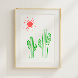 Cactus under Sol Nursery Room Decor Poster
