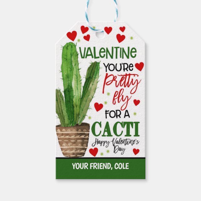 Cactus Valentine Favor Tag Presentetikett (Framsidan)