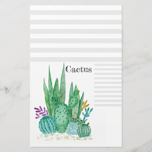 Cactus vattencolor cacti blomma blommigt ökillu brevpapper (Framsida)
