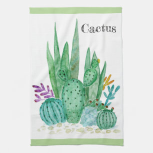 Cactus vattencolor cacti blomma blommigt ökillu kökshandduk