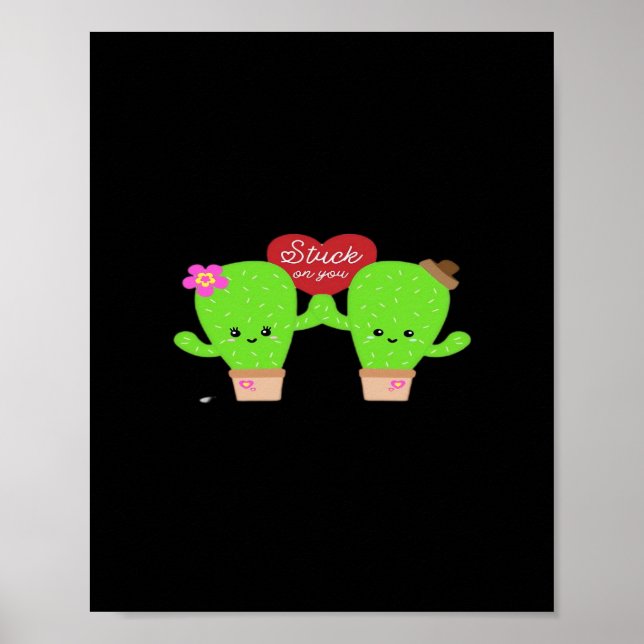 Cactus växt fast på dig par hjärtfull design poster (Framsidan)