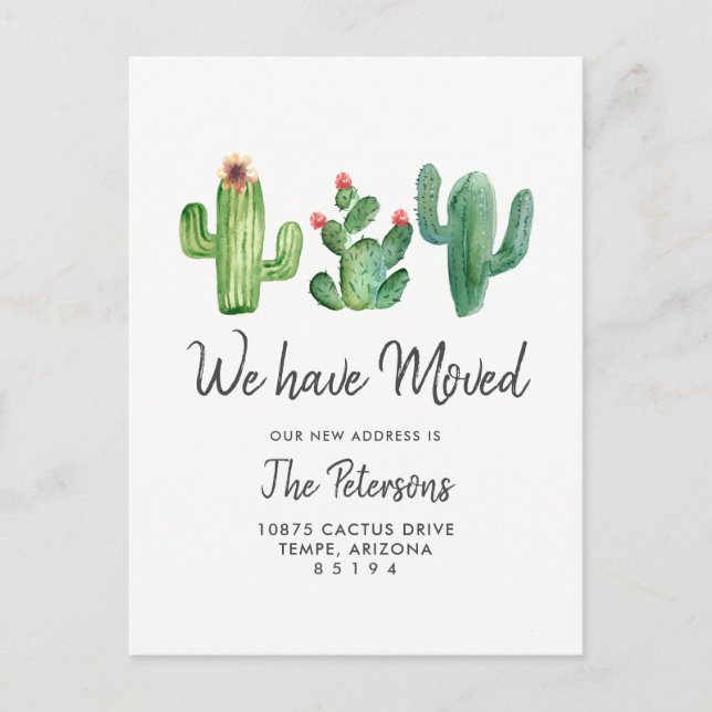 Cactus vi har Flyttat vykort för Flytta annons (Framsida)