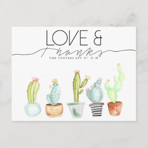 Cactus Watercolor Kärlek och tack Vykort