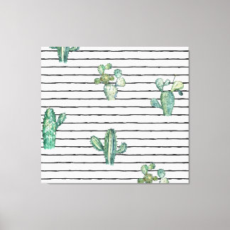 Cactus Watercolor: Vintage Pen Teckning. Canvastryck