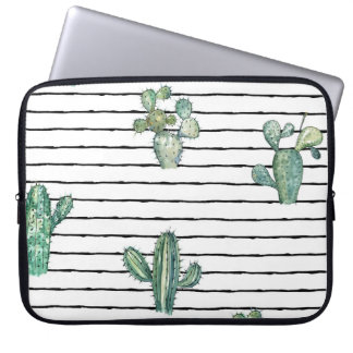 Cactus Watercolor: Vintage Pen Teckning. Laptop Fodral