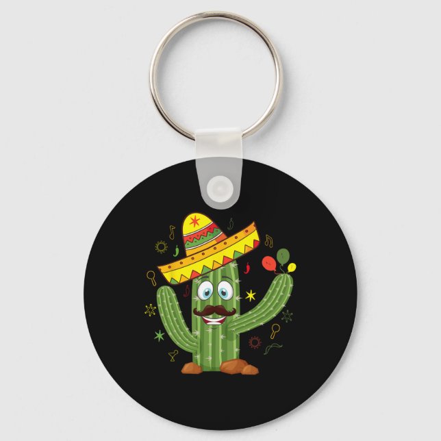 Cactus Wearing Sombrero Mexican Fiesta Cinco De Mo Nyckelring (Framsida)