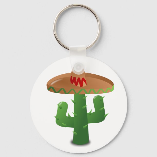 Cactus Wearing Sombrero Nyckelring (Framsida)