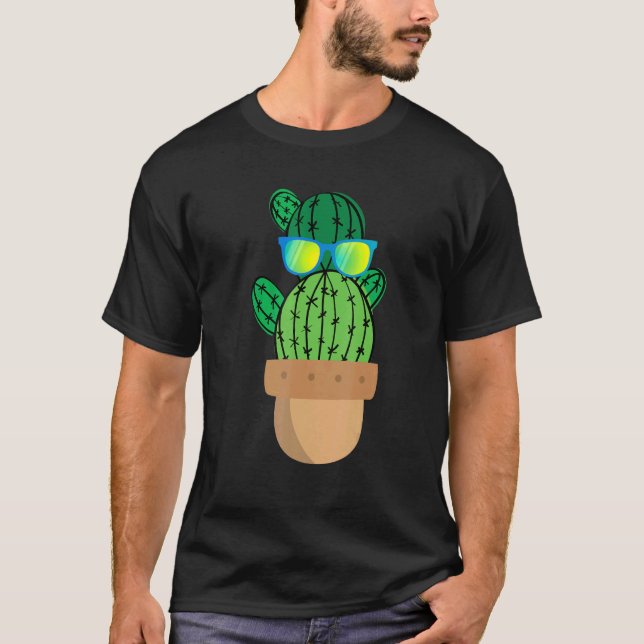Cactus Wearing Sunglasses Cacti Succulated Poged P T Shirt (Framsida)