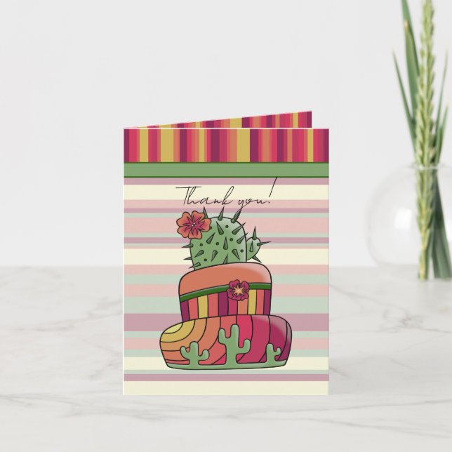 Cactus Wedding Cake "Thank You" Inbjudan (Framsida)