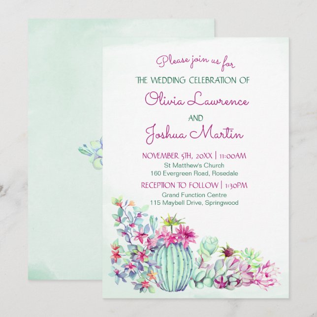 Cactus Wedding-inbjudningar Inbjudningar (Fram/baksida)