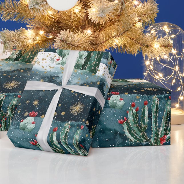 Cactus Western Cowboy Cowgirl Christmas Western Presentpapper (Helgdagar)