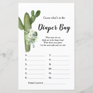 Cactus White Flowers Taco om Kärlek Diaper Bag