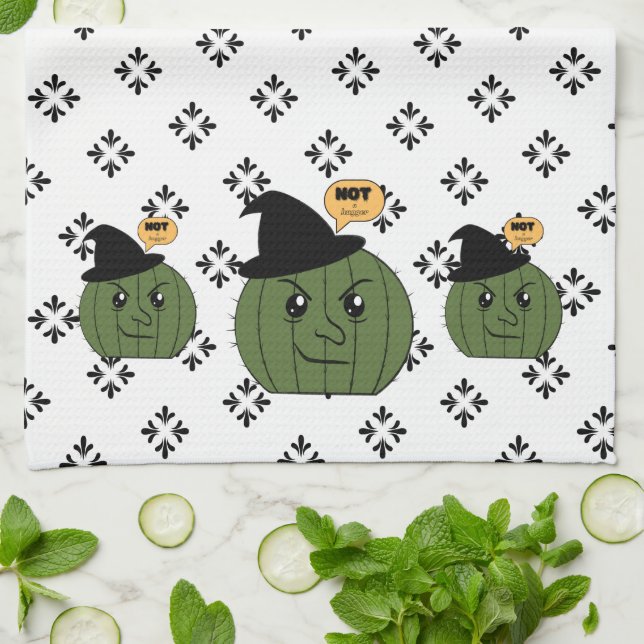 Cactus Witch "Not a Kramare" Halloween Kökshandduk (Vikta)