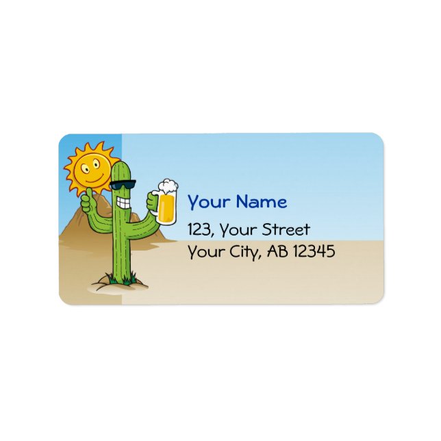 Cactus with Beer Label Adressetikett (Framsidan)