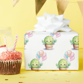 Cactus with Birthday Balloon Bouquet Presentpapper