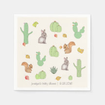 Cactus Woodland Mönster Baby Shower Pappersservett