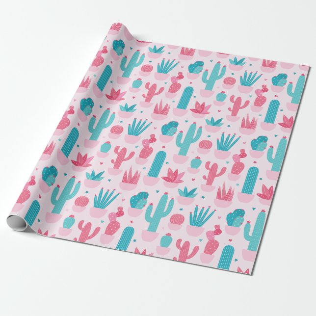 Cactus Wrapping Papper Presentpapper (Utrullad)