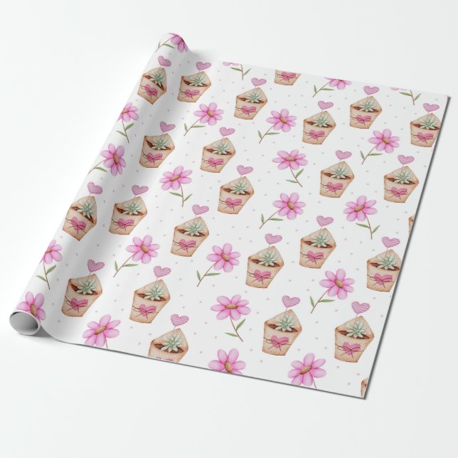 Cactus Wrapping Papper Presentpapper (Utrullad)