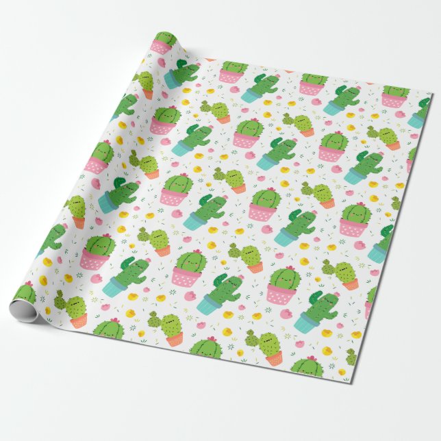 Cactus Wrapping Papper Presentpapper (Utrullad)