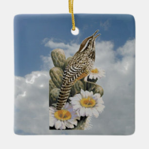 Cactus Wren Julgransprydnad Keramik