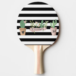 Cactusblomma Svarta Vita Ränder Pingisracket
