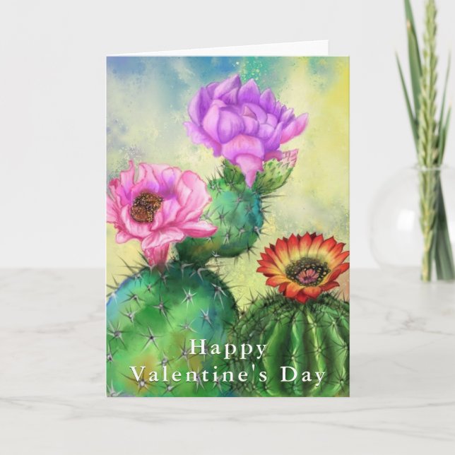 Cactusblommor Alla hjärtans dag-kort Kort (Framsida)