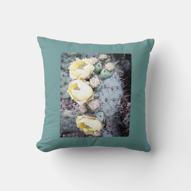 Cactusblommor Digital konst Fyrkantig kudde (Framsida)