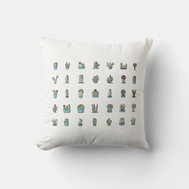Cactuses Succulents Plants Hand plockade botanique Kudde (Framsida)