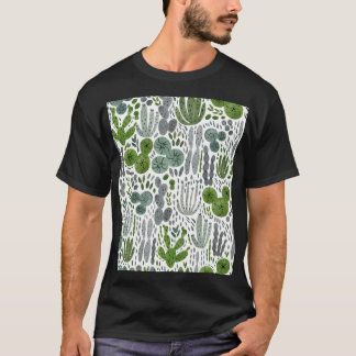 Cactuses Watercolor Hand Painting Mönster T Shirt