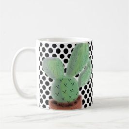 Cactusprickar Svart och Vitt Akvarell Kaffemugg