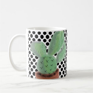 Cactusprickar Svart och Vitt Akvarell Kaffemugg