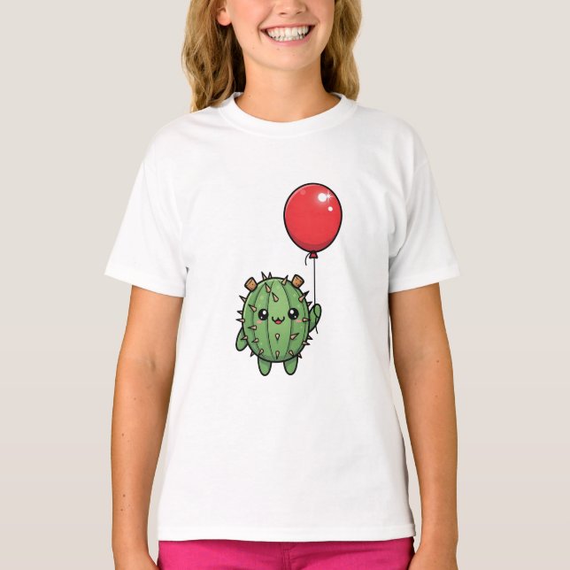 Cactusvän med röda ballonger barn t shirt (Framsida)