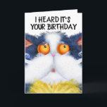 CACUTE CAT ART FUNNY BIRTHDAY GREETY CARDS KORT<br><div class="desc">CUTE CAT ART BIRTHDAY CARD. JAG ÄR BARA HÄR FÖR CAKE.</div>