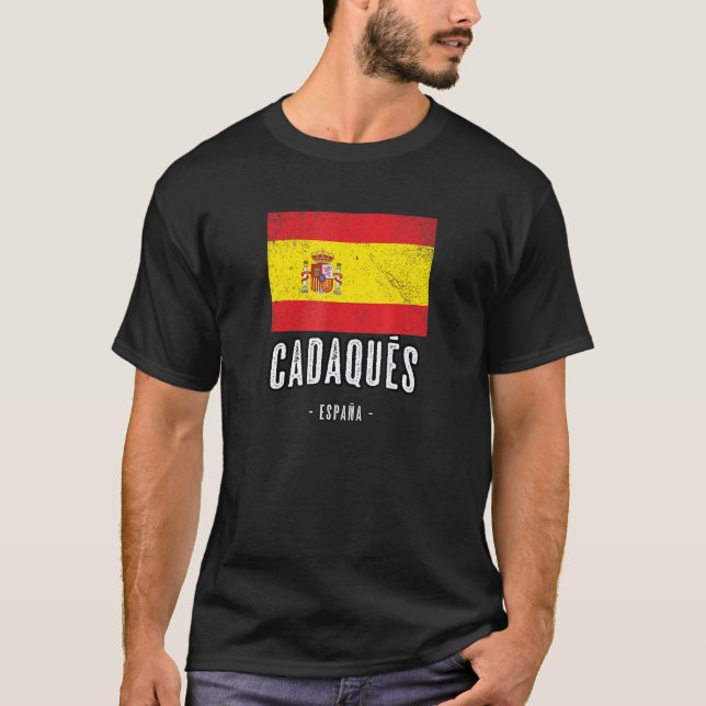 Cadaqus Spain Es Flagga City - Bandera Ropa - T Shirt (Framsida)