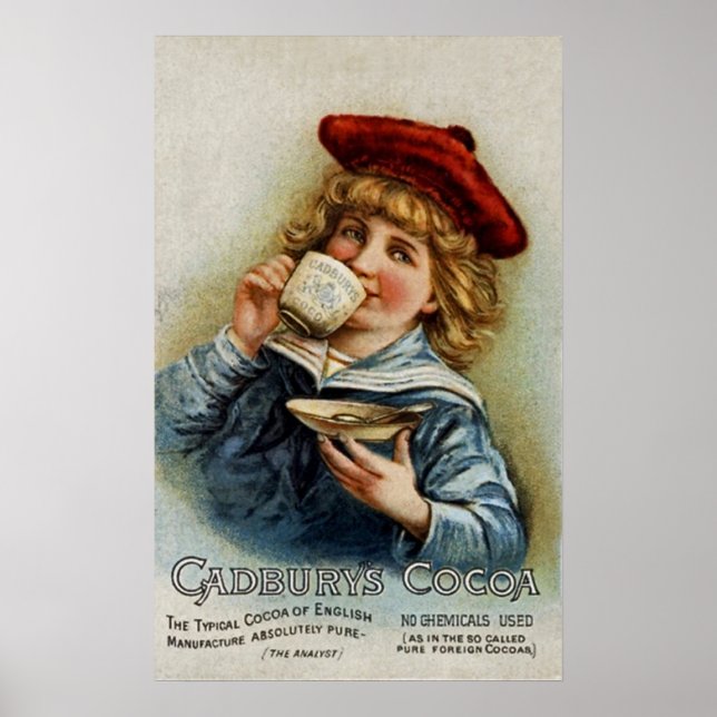 Cadbury’s ~ Cocoa Drinking Chocolate ~ UK 1890 Poster (Framsidan)